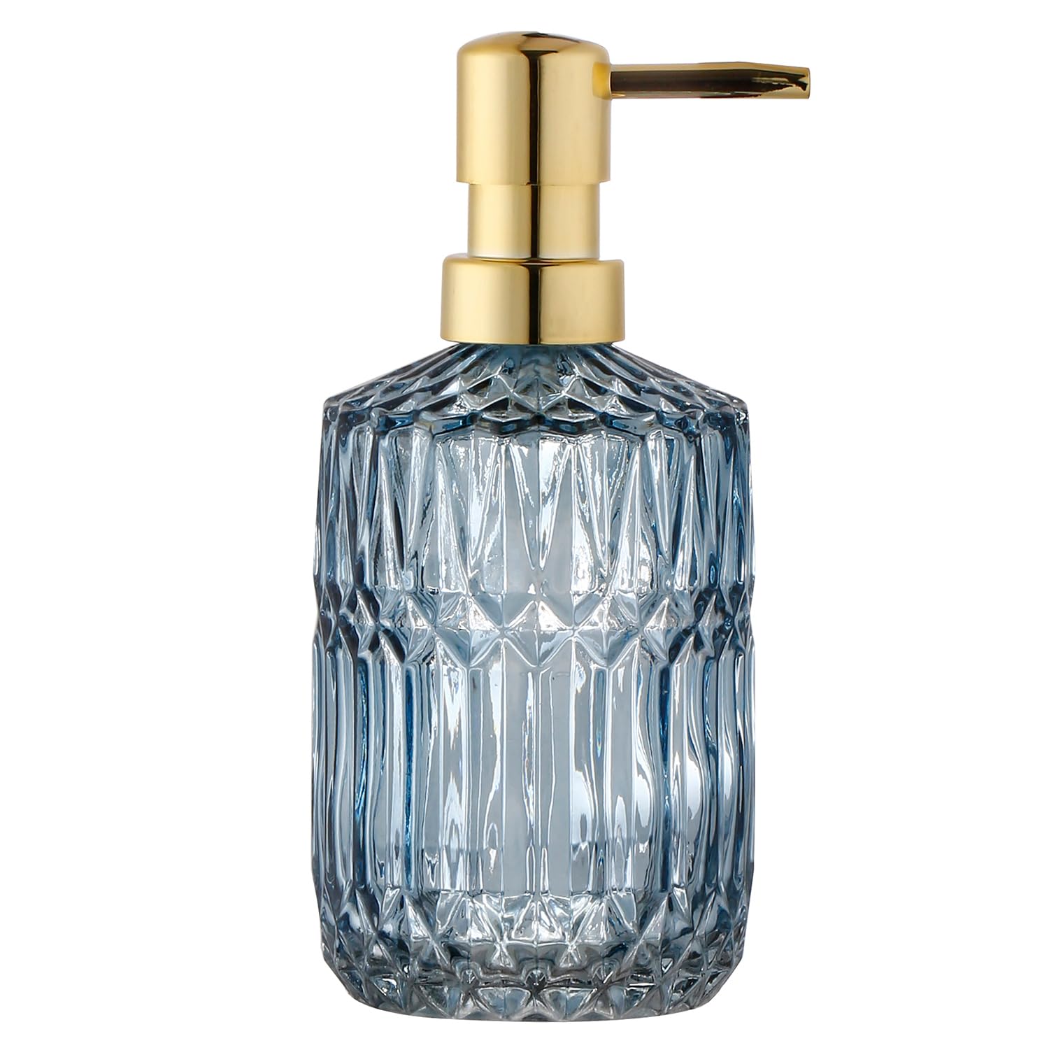 YunNasi Glass Soap Dispenser with Pump, Refillable Liquid Hand Soap Dish Soap Dispensers for Bathroom Counter, Kitchen Sink (Blue)