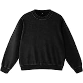 FAIABLE Crewneck Sweatshirts Women Waffle Oversized Sweatshirt for Women Acid Wash Fashion Pullover Hoodies Tops 2026 Spring