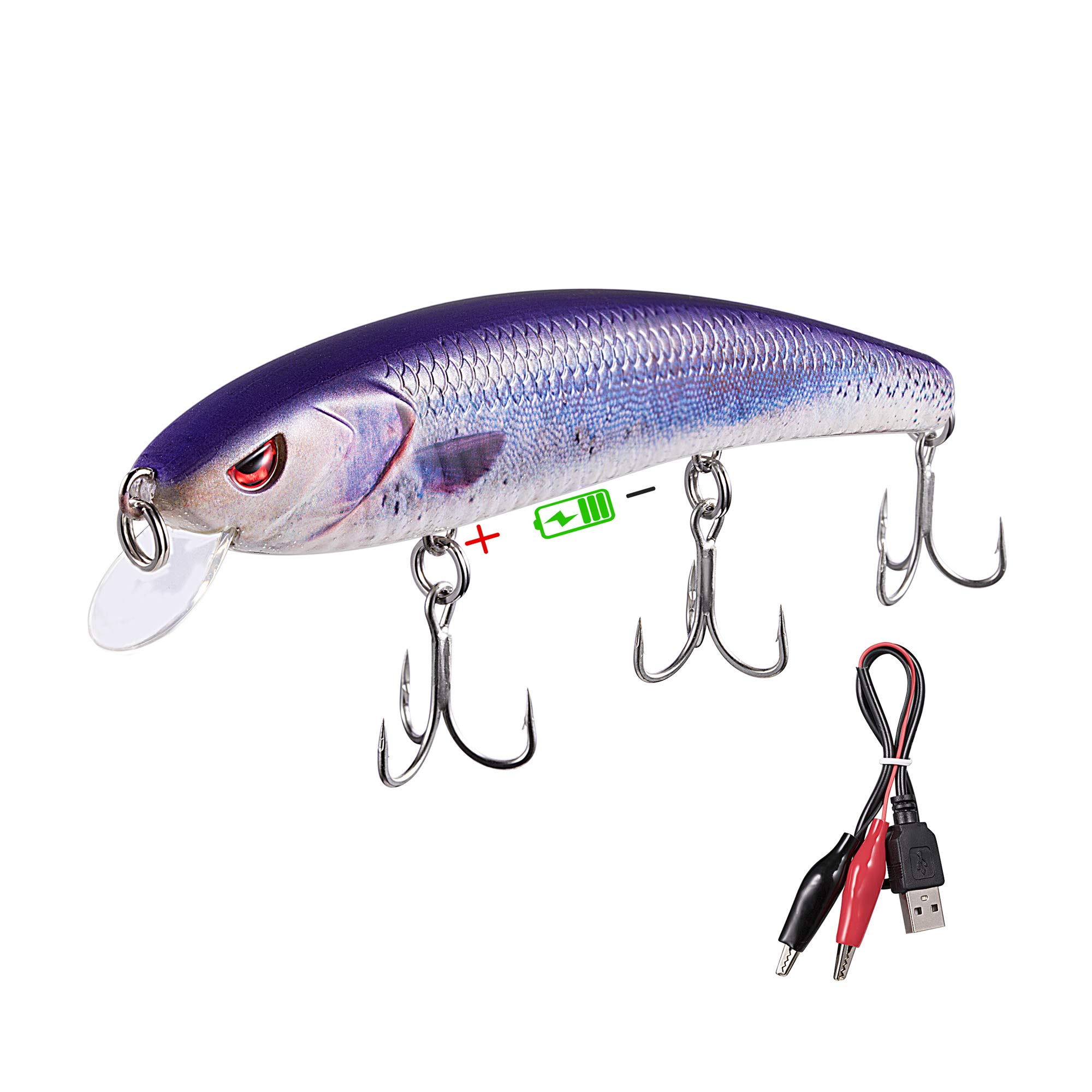 Bass and Trout Fishing Lures,Twitching Lures Rechargeable LED Slowing Sinking Baits with Mustad Hooks Freshwater and Saltwater,Minnow Jerkbait Crankbait