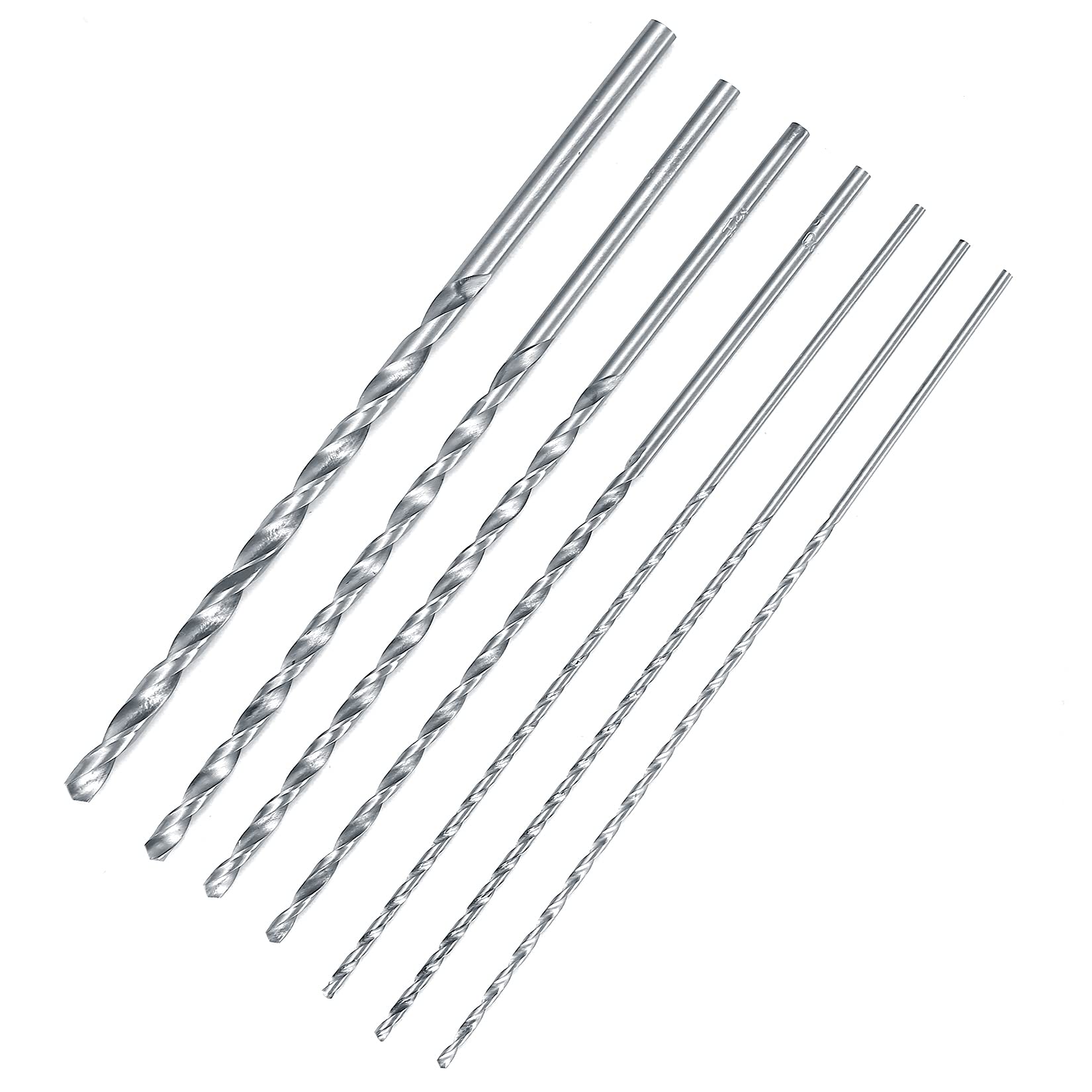 7 Pcs 150mm Extra Long High-speed Steel HSS Twist Drill Bit Kit, Spiral Drill Bits High Hardness for Wood Plastic Aluminum Masonry DIY Home Building Drill Bits - Diameter 2/3/3.5/4/5mm