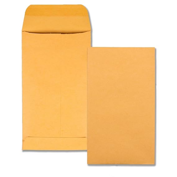 Quality Park Coin/Small Parts Envelopes, 5.5, Brown Kraft