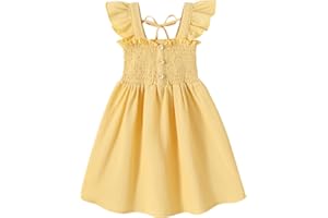 JEELLIGULAR Toddler Dress Ruffle Sleeveless Button Down Dress for Toddler Girl Dress Summer Beach Casual A-line Sundress