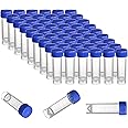 ZENFUN Set of 100 Plastic Test Tubes with Lids, 5 ml Graduated Shot Tubes with Screw Caps Small Vials Container for Liquid, Laboratory, School
