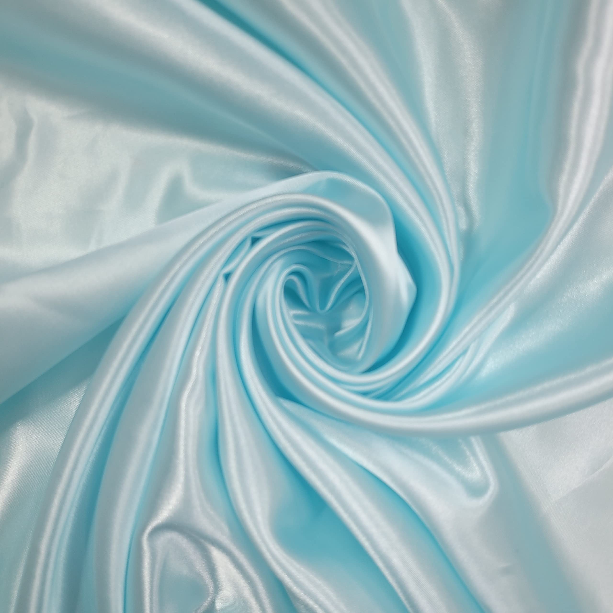 58"/150cm Wide Plain Poly Silk Satin Fabric (Available in 20+ Colours & Various Lengths) (Sky Blue, 1 Meter (PRE Cut))