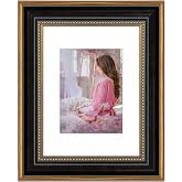 9x12 Ornate Picture Frame with Real Glass Holds 6x8 Photo,Black Gold | Comes with Removable White Mat and Built-In Hangers.9x12 Decorative Wall Frame Matted to 6x8 Print