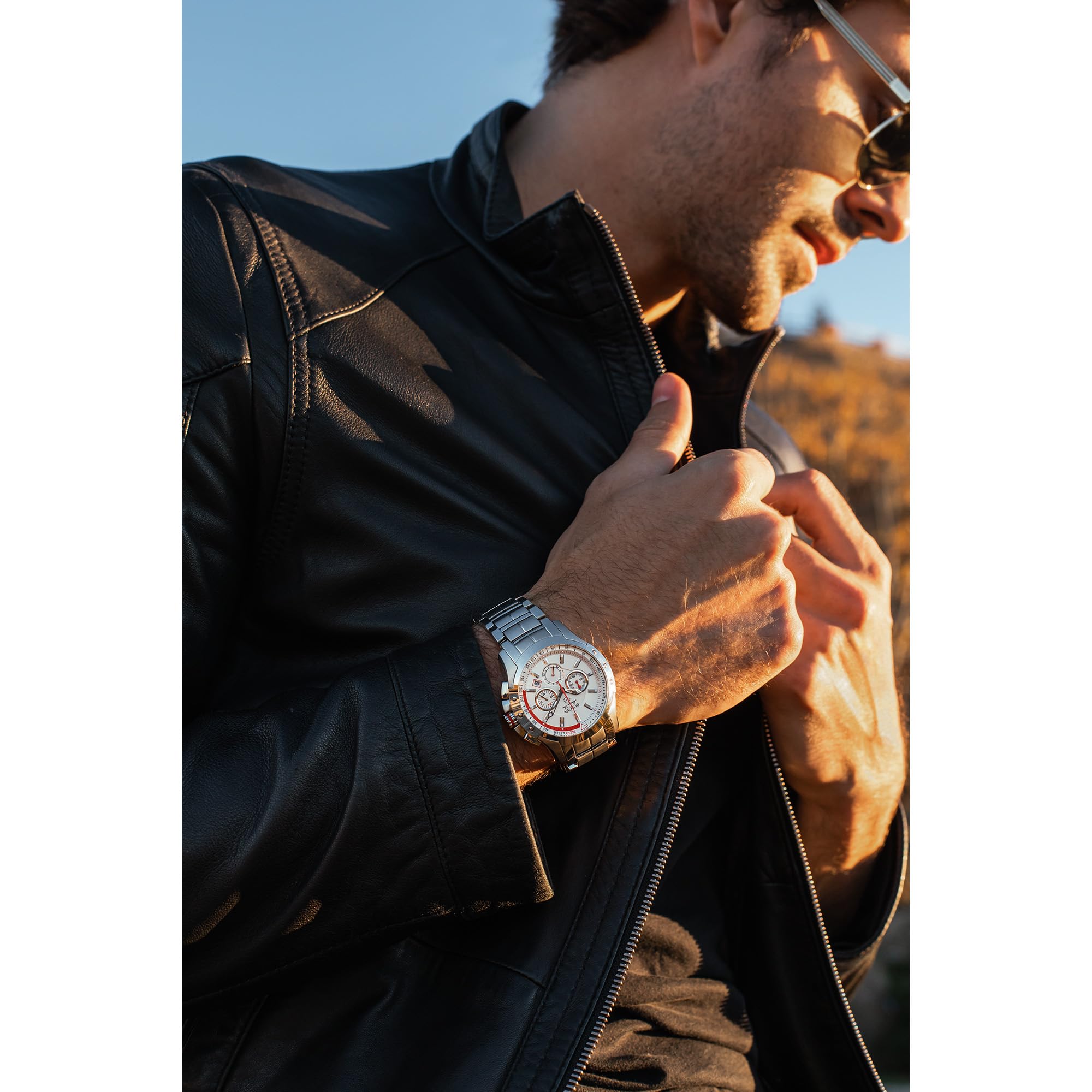 Bulova Men's Marine Star 6 Hand Chronograph Quartz Stainless Steel Watch, Silver White Dial (Model:96B383)