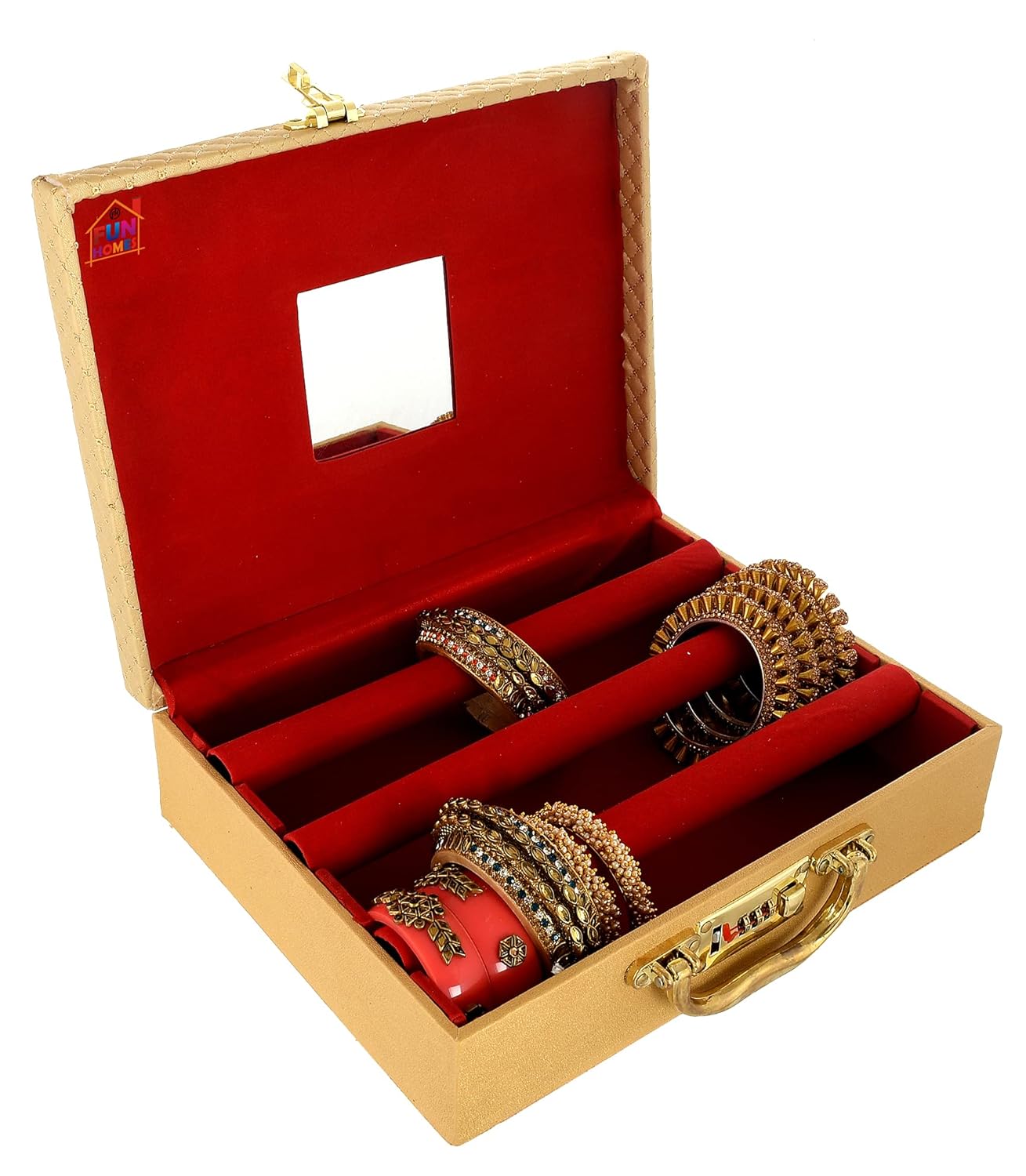 Fun Homes 3 Rods Bangle Organizer Box Soft Leather Coated Jewelry