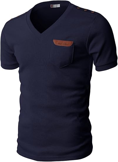 Amazon H2h メンズ カジュアル ファッション Vネック ボタン デザイン Tシャツ ポケット付き Jdsk16 並行輸入品 Tシャツ カットソー 通販
