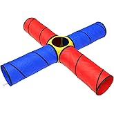 Kids Tunnel - Portable 4-Way Play Tunnels with Carry Bag - Indoor or Outdoor Play Equipment for Toddlers or Dogs - Crawling Toys by Hey Play