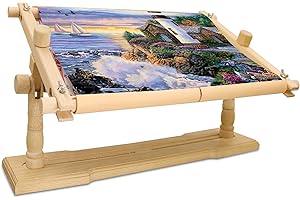 Embroidery Frame Stand - Adjustable Cross Stitch Scroll Frame, Beech Wood Quilt Frame Needlepoint Holder Floor Table Lap Stan