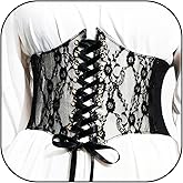 GEMILY Black Lace Waist Corset Belt Wide Fashion Belts for Women