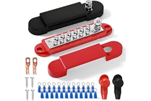 Avelis Bus Bar 12V 150A Power Distribution Block, 1/4 in Stud Terminal Buss Bar, Premium Power Junction Block for Solar Battery Wiring, Marine, Boat & Automotive