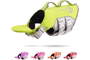 ThinkPet Dog Life Jacket Reflective Lifesaver Floating Vest Adjustable (XXL (Chest 34.6-46.4in/Neck 27.5-36in), Green)