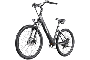 Gotrax Dolphin 26" Electric Bike, Max Range 30Miles(Pedal-assist1) & 20Mph Power by Peak 500W, 5 Pedal-Assist Levels & Front Suspension, 7-Speed&Boost Mode, City E-Bike for Adult, Step-Thru Bicycle
