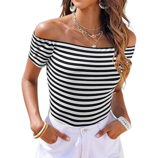 black and white striped one shoulder top