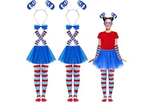 AIHSUMC 10 Pcs Halloween Costume Accessories Include Womens Tulle Tutu Ponytail Headband Striped Socks Stretchy Gloves