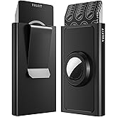 VULKIT Pop Up Wallet with Money Clip and Airtag Holder, Slim Aluminum Wallet for Men RFID Blocking, Black