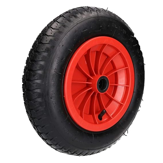 14" Red Wheelbarrow Wheel Tyre Launching 3.508 Light Weight 4ply TE633