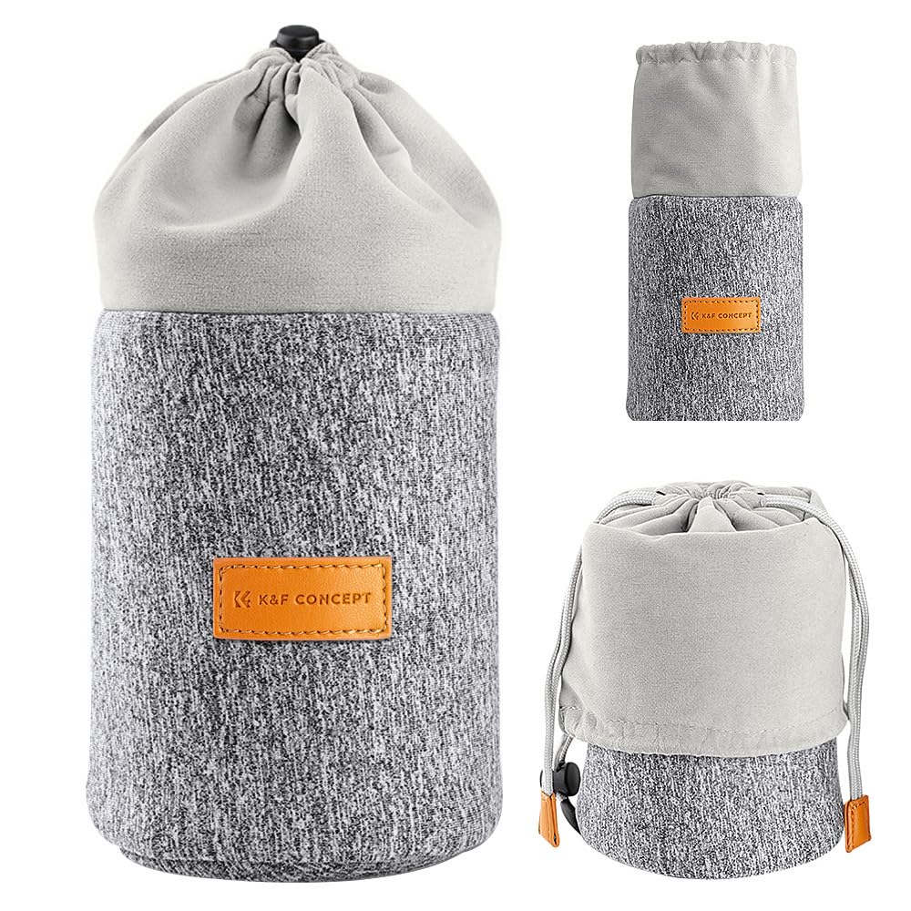 K&F Concept Lens Pouch, Protective Lens Pouch Bag, 2-in-1 Neoprene Lens Carry Case Compatible with Multiple Sizes Camera Lens 10 * 18cm
