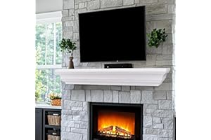 LXWZHK Rustic Fireplace Mantel Shelf, 48" Wooden Floating Shelf for Over Fireplace, Wall Mounted Fire Place Mantel, Farmhouse Hanging Floating Shelves, White