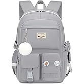 Classic Diamond School Backpack for Girls Laptop Backpack Cute Bookbag Kawaii College Backpack School Backpacks for Teens Girls Student (Grey)