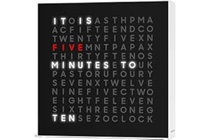 Sharper Image® LED Word Clock Pro with Dimmable Light, 9.45" Modern Design, & Red 5-Minute Alerts| Electronic Accent Wall & Desk Clock| Contemporary Home & Office Decor| Housewarming Gift
