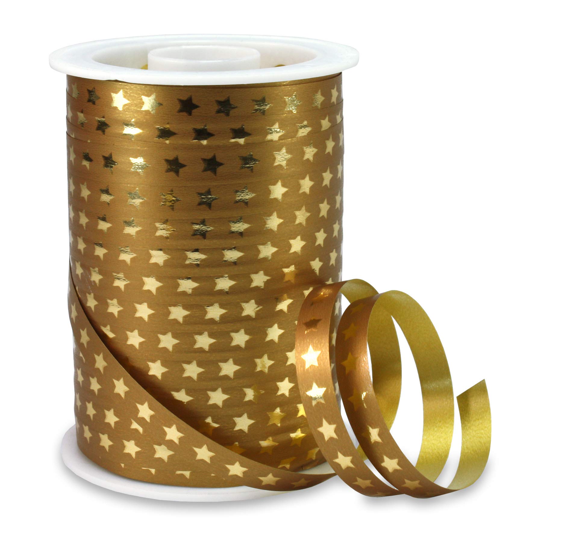 Präsent - Christmas Star Curling Ribbon Gold 10 mm Width, 100 m Length