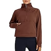 Oalka Sweatshirts Half Zip Long Sleeve Cropped Pullover Lined Full Zip Hoodies Thumb Hole Jackets