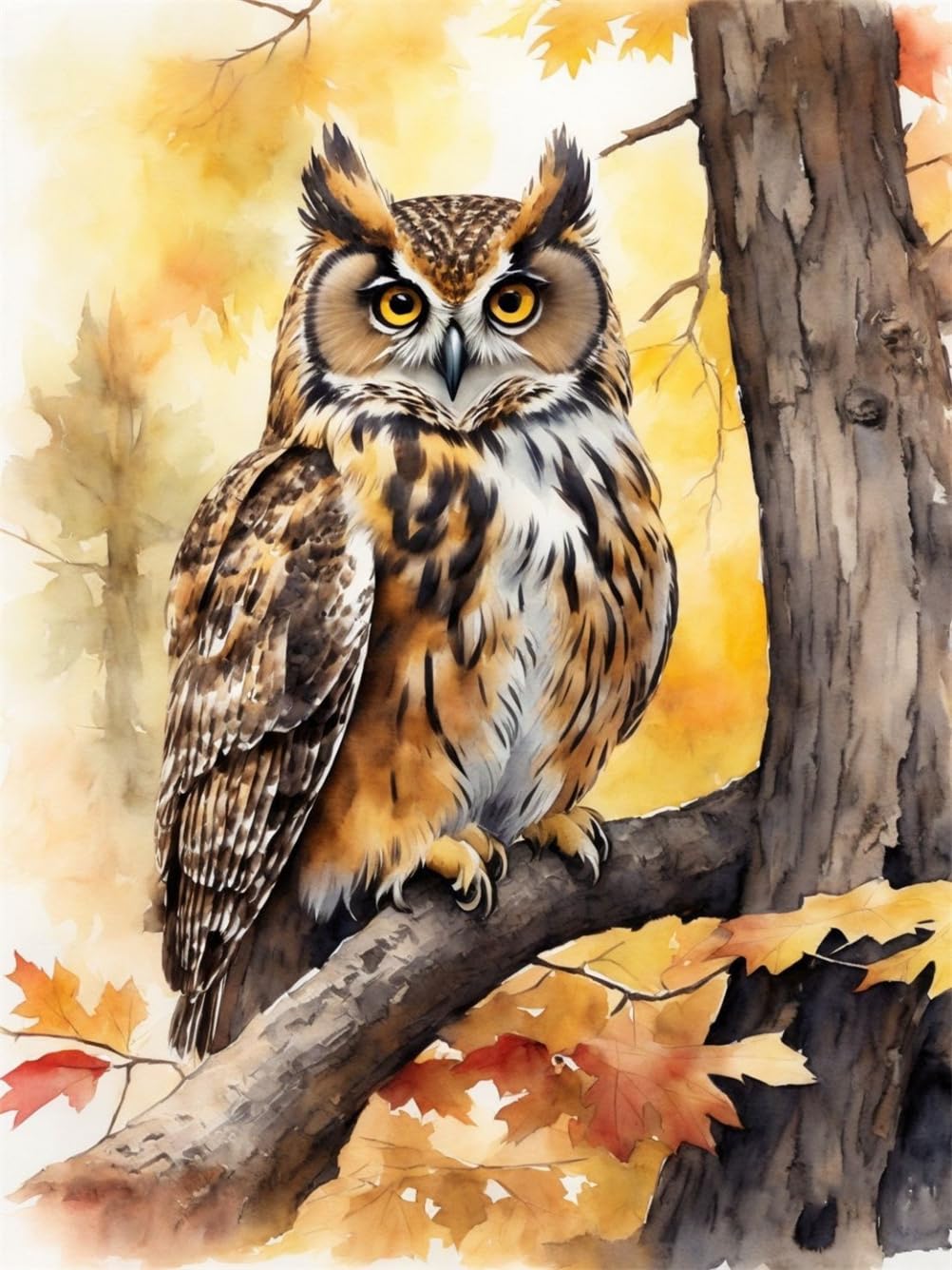 Meecaa Cross Stitch Kits 11 Count Stamped, Owl Animal Tree Embroidery Kit with Accessories Pre Printed (40CMx50CM) (Owl)