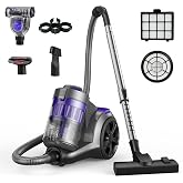 Aspiron 1700W Canister Vacuum, 45Kpa Bagless Vacuum Cleaner for Home | Multi-Cyclonic Filtration, 2 Anti-Allergen HEPA Filters, 3.3L Capcity, No Hair Tangles for Hard Floor, Pet Hair, Fuchsia