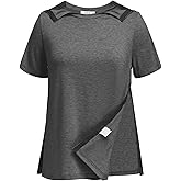 Deyeek Post Shoulder Surgery Shirts for Women Tear Away Side Snap Chemo Port Shirts Short Sleeve Adaptive Clothing