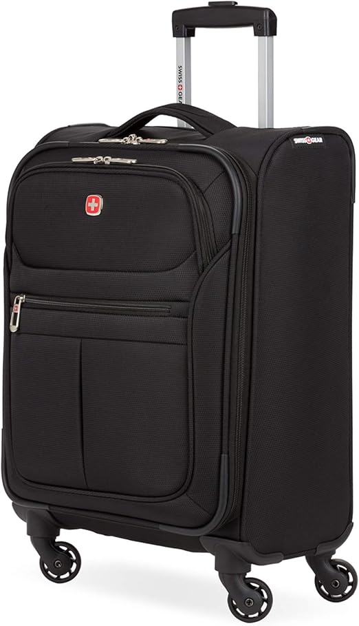 SwissGear 4010 Softside Luggage with Spinner Wheels, Black, CarryOn 18