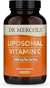Dr. Mercola Liposomal Vitamin C Dietary Supplement, 1,000mg per Serving, 90 Servings (180 Capsules), Immune Support, Non GMO, Soy Free, Gluten Free