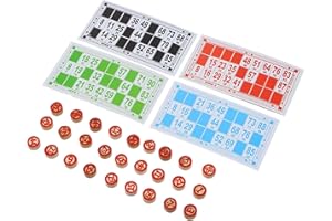 Bingo Set - Vintage Wooden Interactive Toys, Large Print Card Match Game, Classic Family Entertainment, Durable Board Game fo