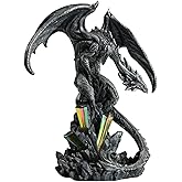 KalyZ@rts Fantasy Dragon Statue Gothic Dragon with Crystal Collectible Figurine Decoration Resin Beast Schupture Home Décor Ornament