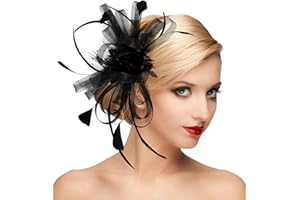 dressfan Fascinator Hat Headpiece Womens 20s Vintage Wedding Hair Accessories for Derby/Wedding/Cocktail/Tea Party