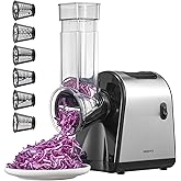 Reemix Electric Cheese Grater, Electric Food Grater with 6 Interchangeable Blades – Slicing, Shredding & Zesting | Stainless 