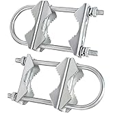 Double Antenna Mast Clamp V Jaw Block With U Bolts, Heavy Duty Mount Bracket Kit for Outdoor Antenna 2 Sets