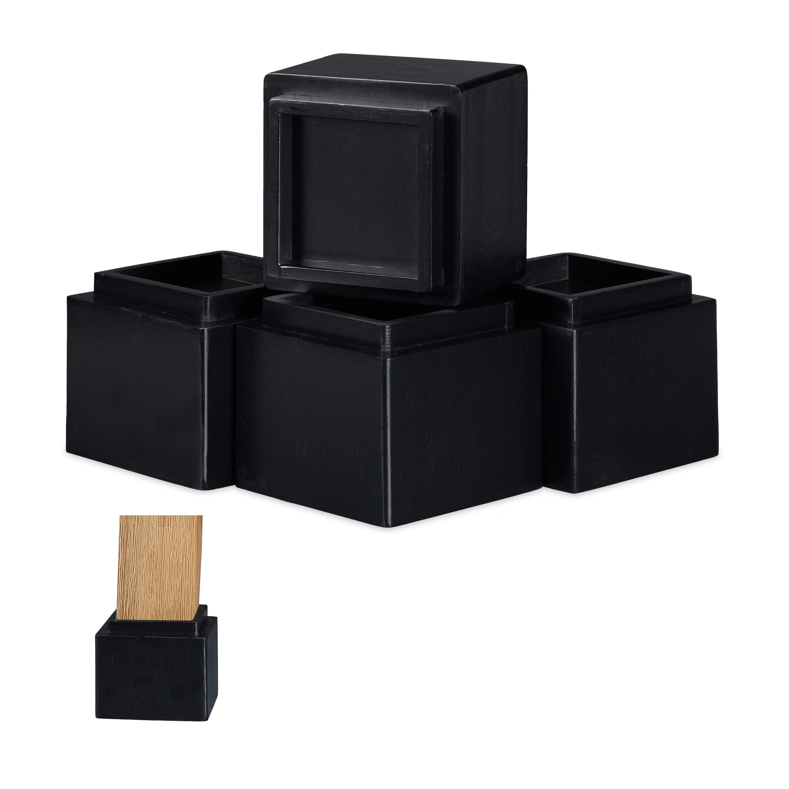Relaxdays Furniture Riser Set Of 4, 8.5 cm Rise, Table, Chairs, Beds, Elephant Feet, 10x11.5x11.5 cm, Black