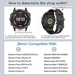 ZPJPPLX 26mm Compatible with Garmin Fenix 8 AMOLED