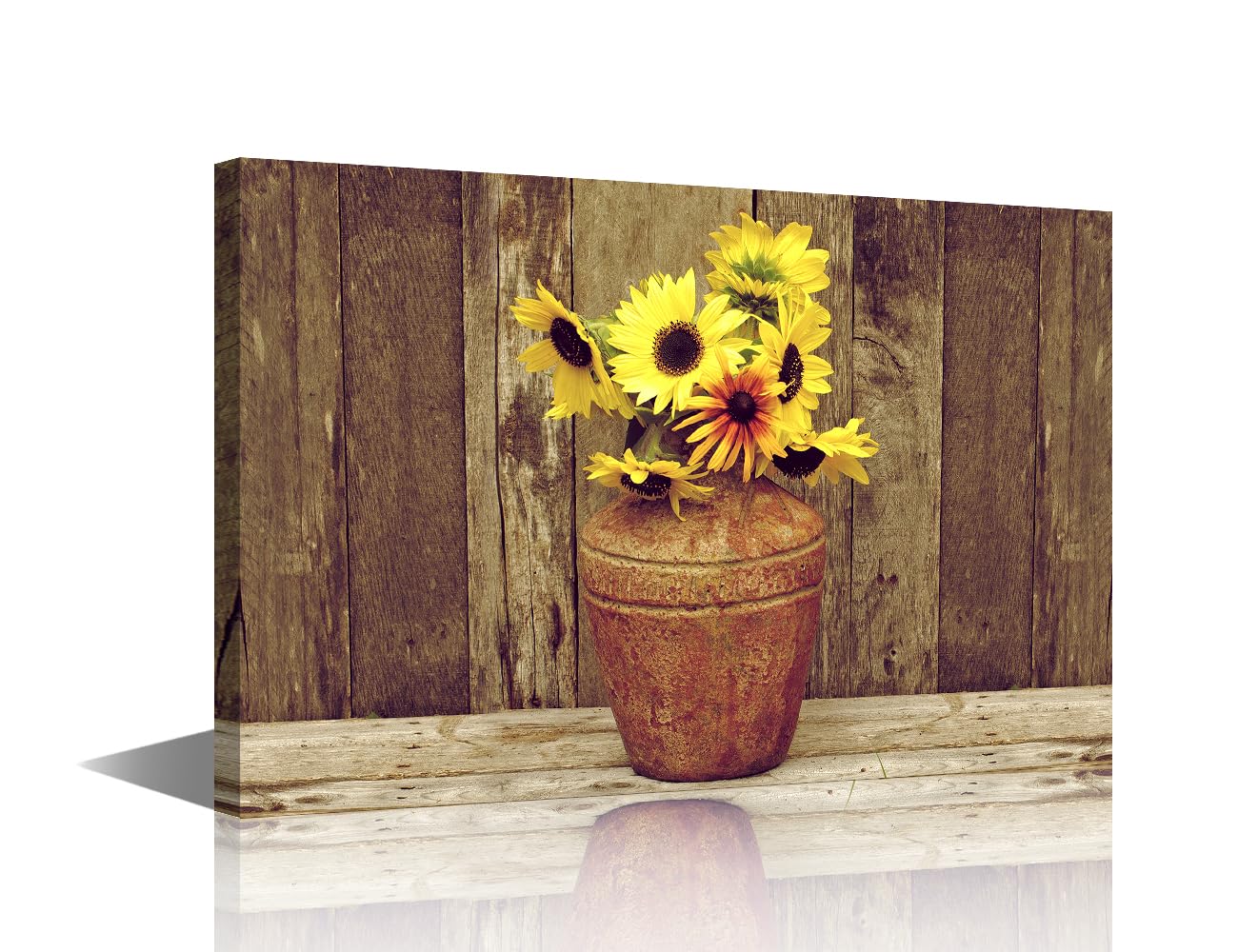 TISHIRON Canvas Wall Art Susan Flowers in a Rustic Vase Vintage Art Farmhouse Art for Home Office Bathroom Bedroom Stretched Giclee Framed Print Ready to Hang 12x18inch — image 1