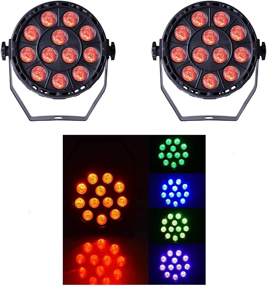 Anoralux 4 Pcs LED Par Stage Lights 12 X 2W LED RGB 8 Colors In 1 Stage Lighting DMX-512 Stage Light For Disco Party Dj Club