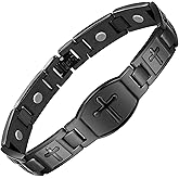 Jecanori Magnetic Bracelets for Men,Titanium Steel Bracelet for Men with Magnets,Adjustable Length with Sizing Tool,Magnetic Field Therapy(Black)