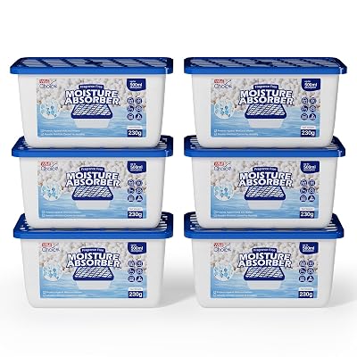 W&E Choice Moisture Absorbers, Portable Humidity Absorber Boxes for Your Bathroom, Closet & Car, Dehumidifier with Fragrance Free, 6 Pack