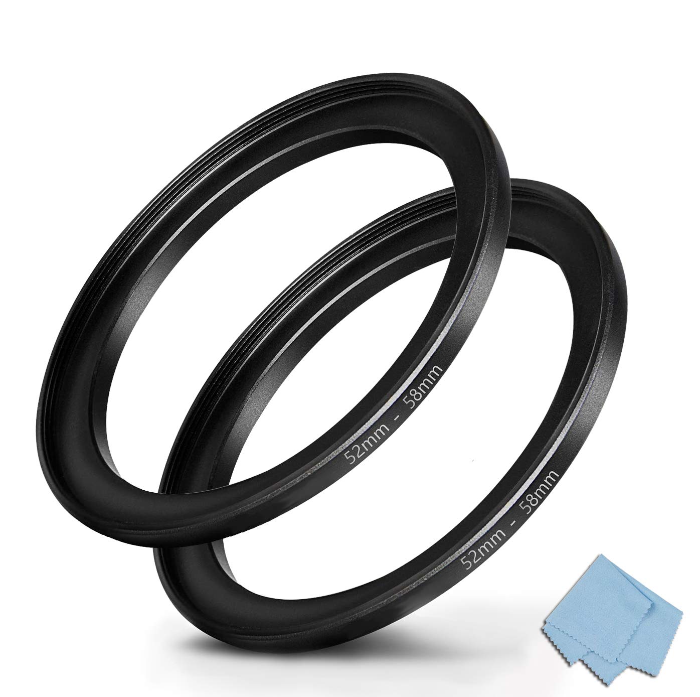 52mm-58mm Step Up Ring (52mm Lens to 58mm Filter), Camera Lens Filter Step-Up Ring Lens Converter Accessories (2 Pack)