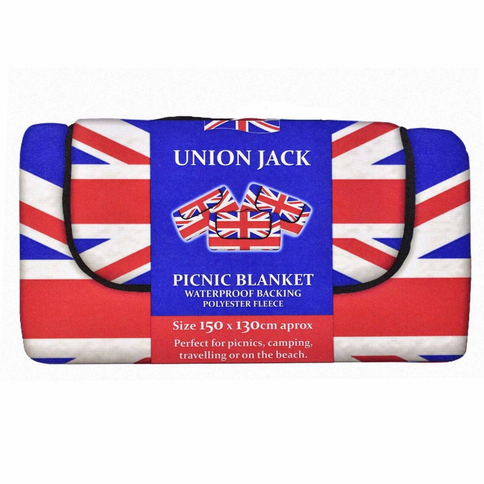 Beyond Happy Union Jack Fleece Picnic Blanket Outdoor Union Jack Waterproof Blanket 150x130cm