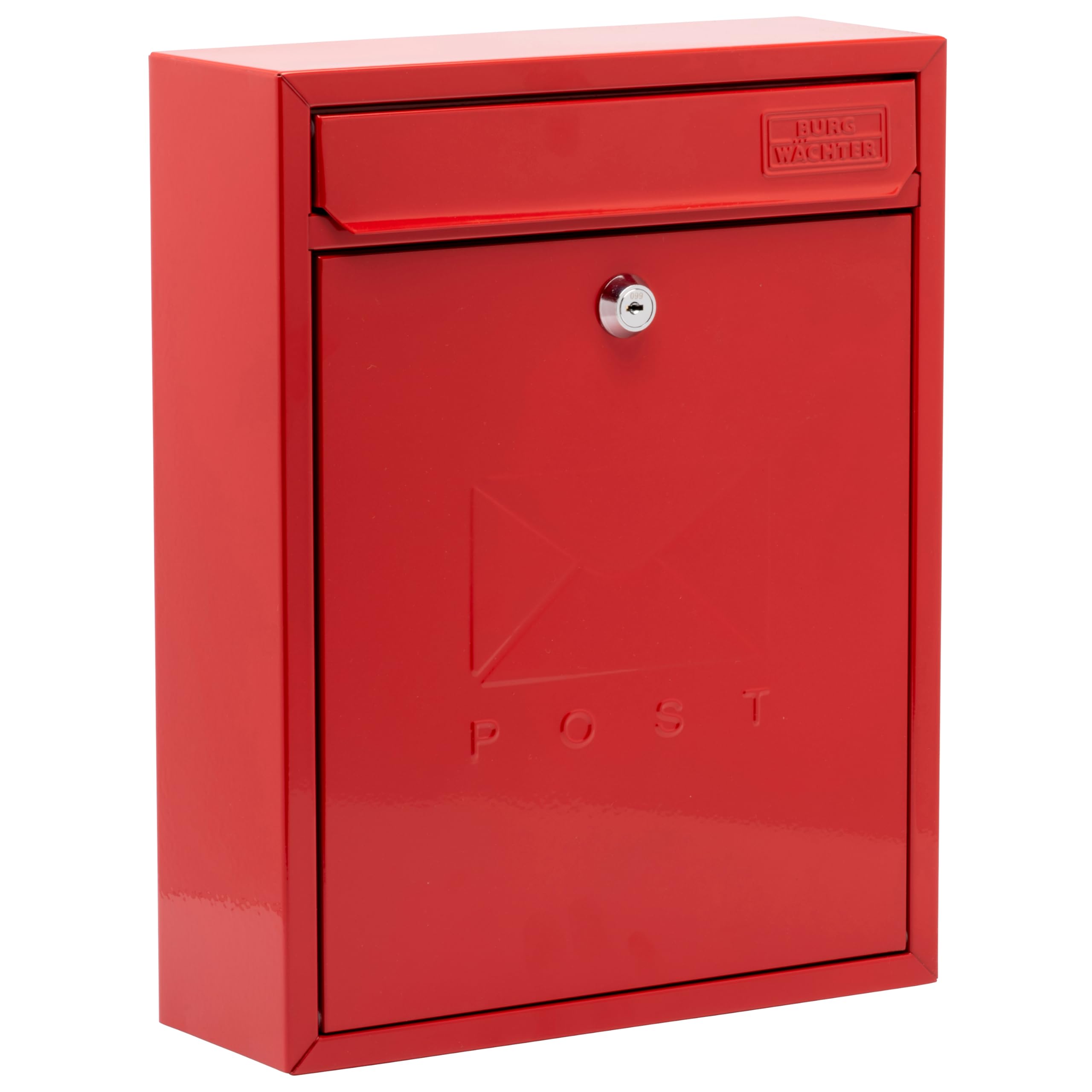 Burg-Wachter MB05R Red Compact Wall Mounted Galvanised Steel Postbox - 26x33x9cm