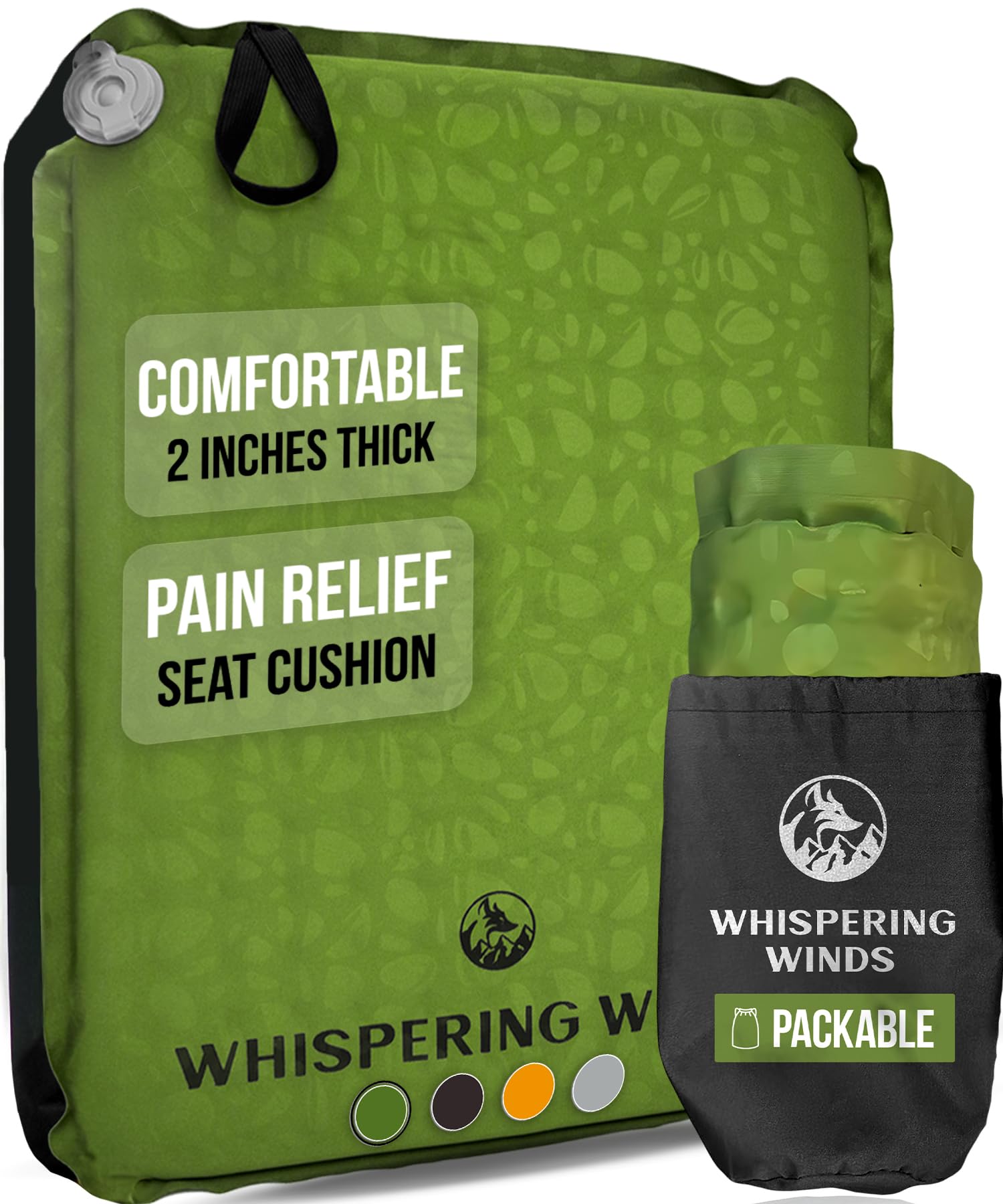 Photo 1 of Whispering Winds Inflatable Seat Cushion - Comfortable Blow-up Foam Pad for Airplane, Travel, Stadium, Outdoors, Camping, Car & More