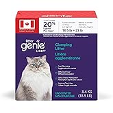 Litter Genie Light Unscented Clumping Cat Litter, Made in Canada, 8.4 kg | 20% Lighter Natural Clay, Fast-Clumping, Odour Con