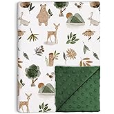 Woodland Baby Blanket for Girls Boys, Soft Double Layer Minky with Dotted Backing, Forest Animals Theme Toddler Nursery, Newborn Infant Crib Bedding, Receiving Blankets, 30"x40"